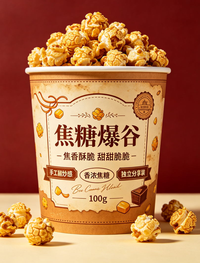 爆米花包装设计:把“膨胀瞬间与声音感”转化为可被看见的体验